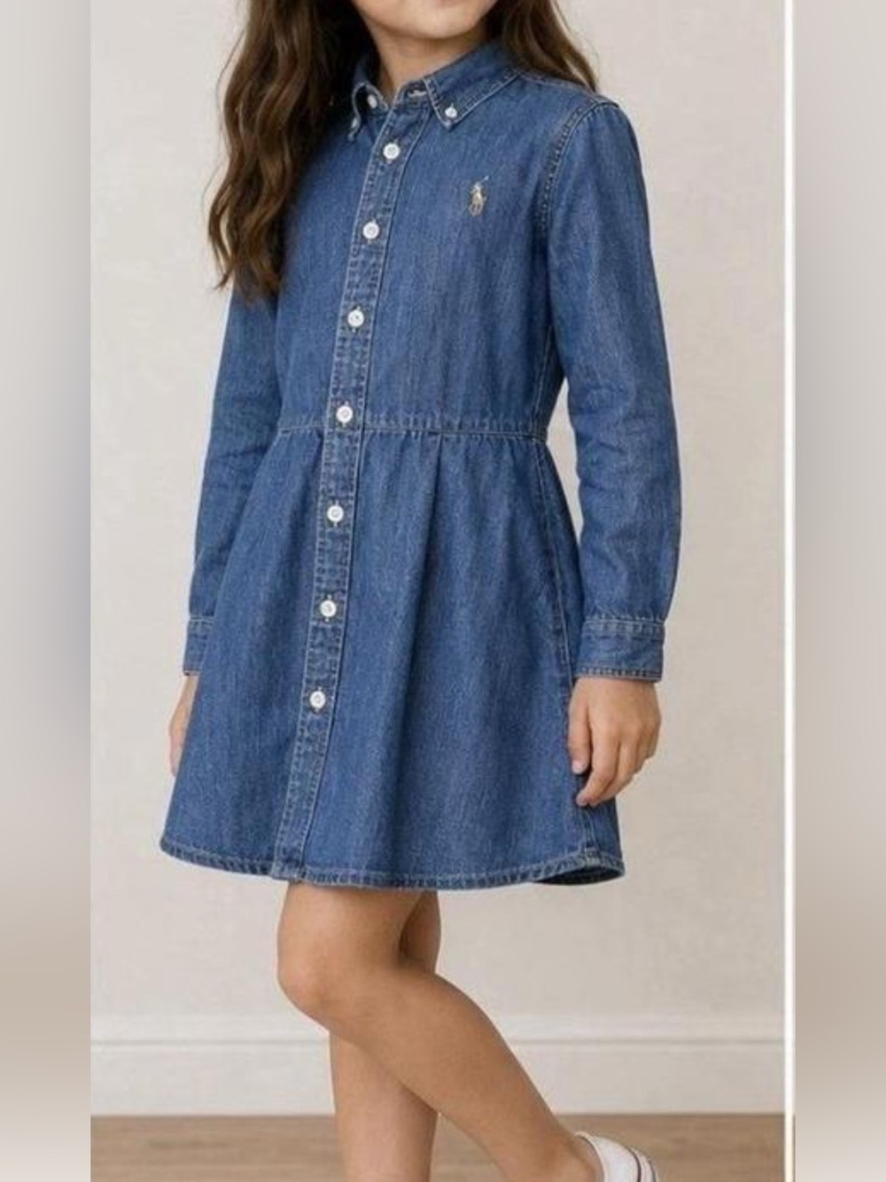 Polo by Ralph Lauren Girls' Indigo Denim Button-Front Dress 16 XL